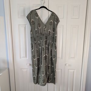 Old Navy Olive Floral Midi Dress